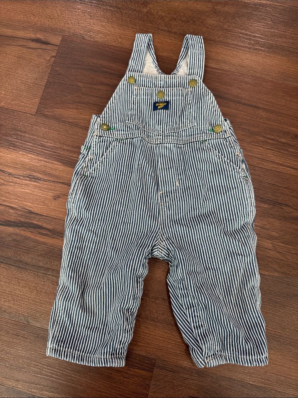 Lined OshKosh B’Gosh Engineer Striped Denim Bib Overalls 12 Months